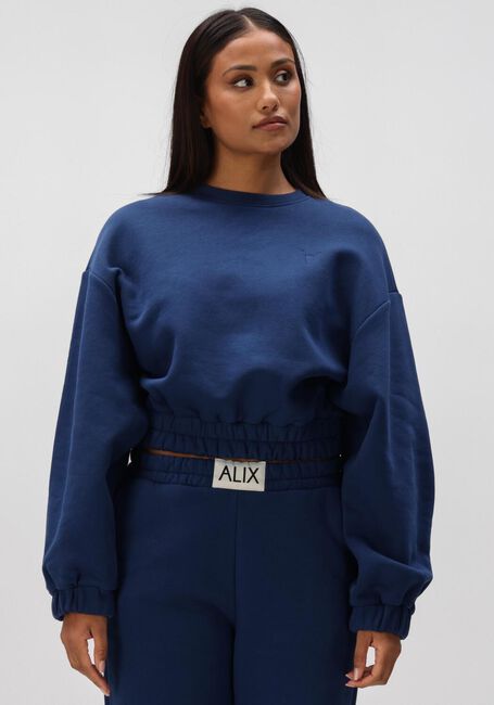 Donkerblauwe ALIX THE LABEL Sweater LADIES KNITTED CROPPED A SWEATER - large
