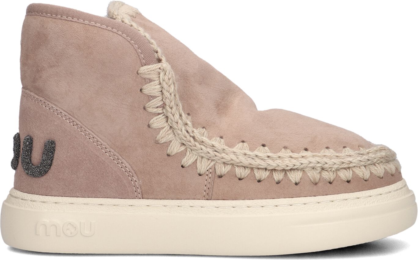Mou Vachtlaarzen Dames Eskimo Sneaker Bold Glitter Logo, Maat: 35, Materiaal: Suède, Kleur: Beige