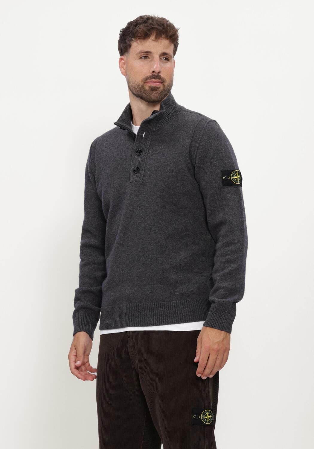 Donkergrijze STONE ISLAND Trui LS POLO S00A3 - large