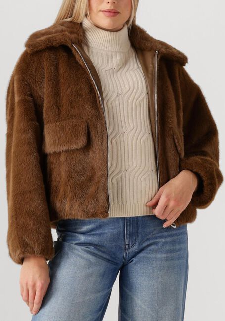 Bruine DANTE6 Faux fur jas ENTITY FAUX FUR BOMBER JACKET - large