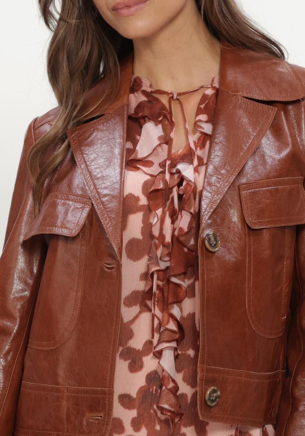 Cognac LUISA CERANO Leren jas LAMMNAPPA-LEDERJACKE - large