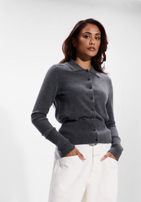 Donkergrijze CLOSED Trui CARDIGAN WITH COLLAR Donkergrijze CLOSED Trui CARDIGAN WITH COLLAR - large