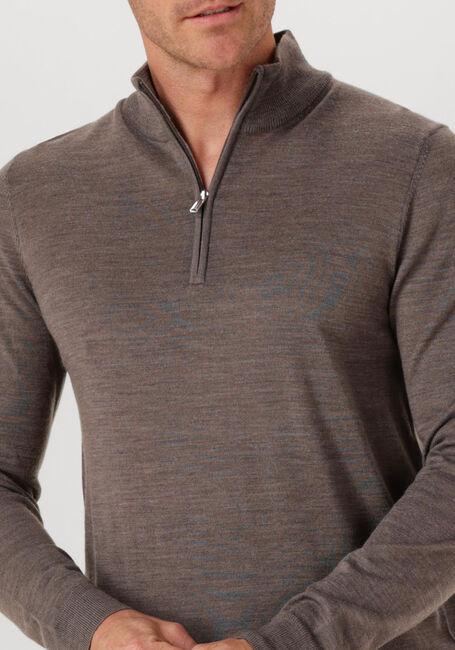 Bruine PROFUOMO Trui PULLOVER HALF ZIP MERINO - large