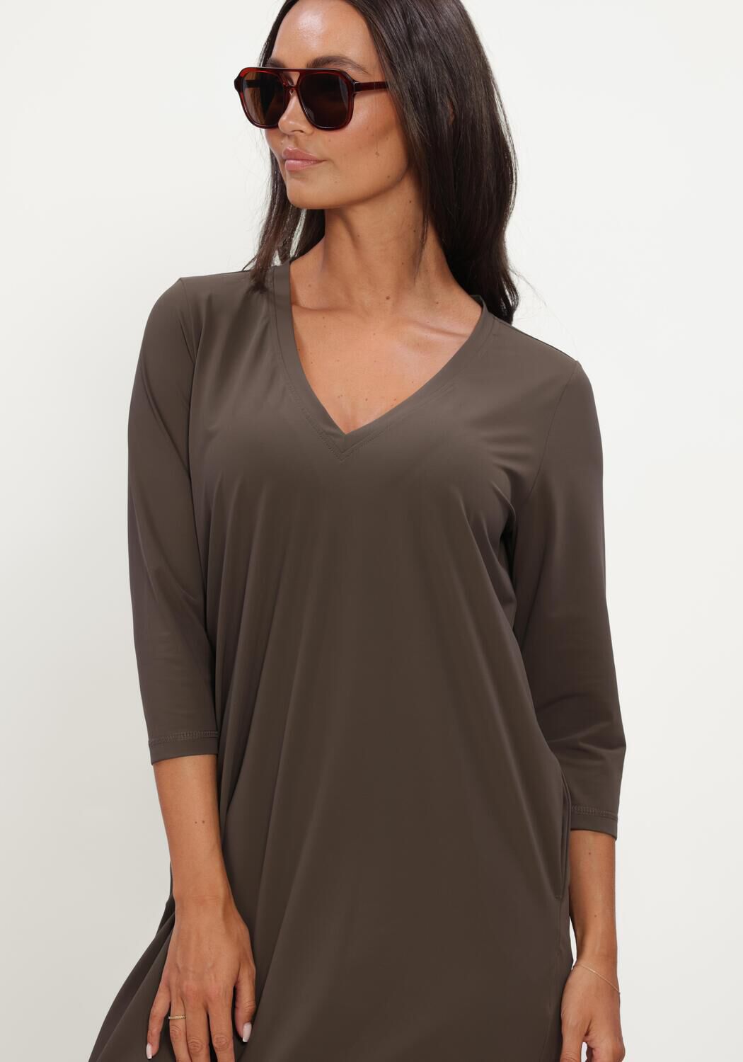 Olijf PENN & INK Midi jurk W26M-BLAKE - large