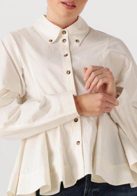 Gebroken wit GANNI Blouses STRETCH COTTON PEPLUM SHIRT - large