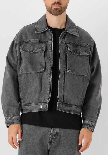 Donkergrijze FILLING PIECES Spijkerjas DENIM JACK WASHED - large