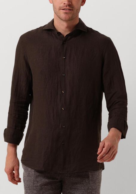 Bruine PROFUOMO Casual overhemd SHIRT X-CUTAWAY SC LINNEN - large