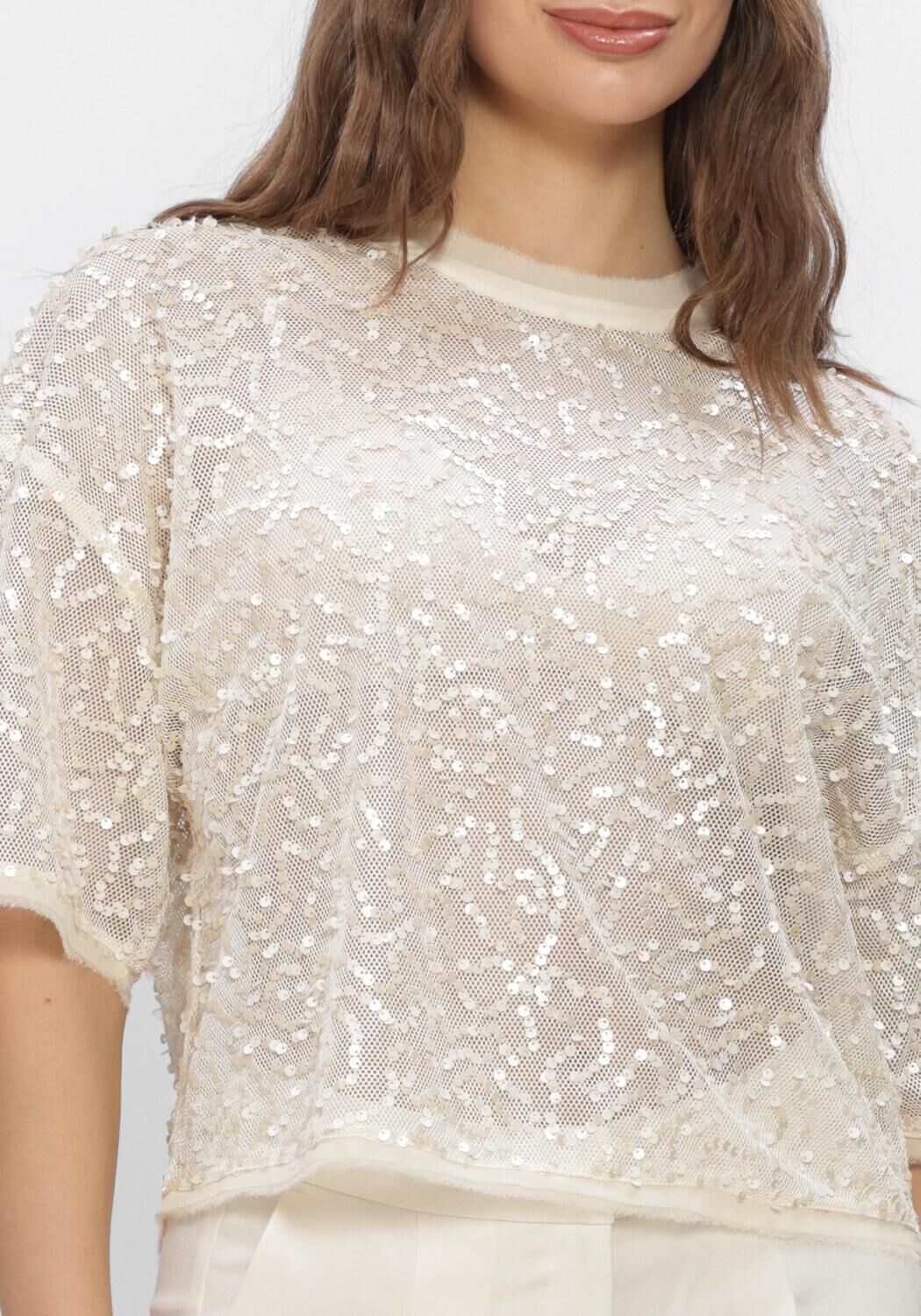 Creme DANTE6 Top SEQUINS NET TOP - large