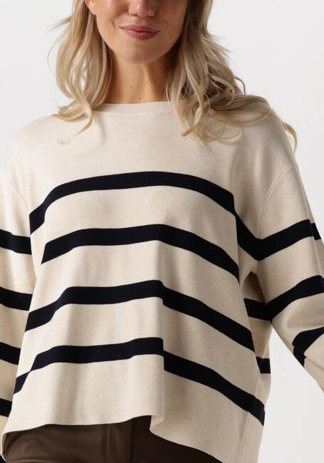 Witte SUMMUM Trui STRIPED SWEATER SOFT VISCOSE POLYAMIDE KNIT - large