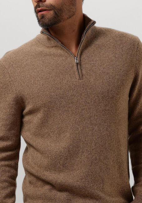 Taupe PROFUOMO Trui PULLOVER HALF ZIP BUTTON - large