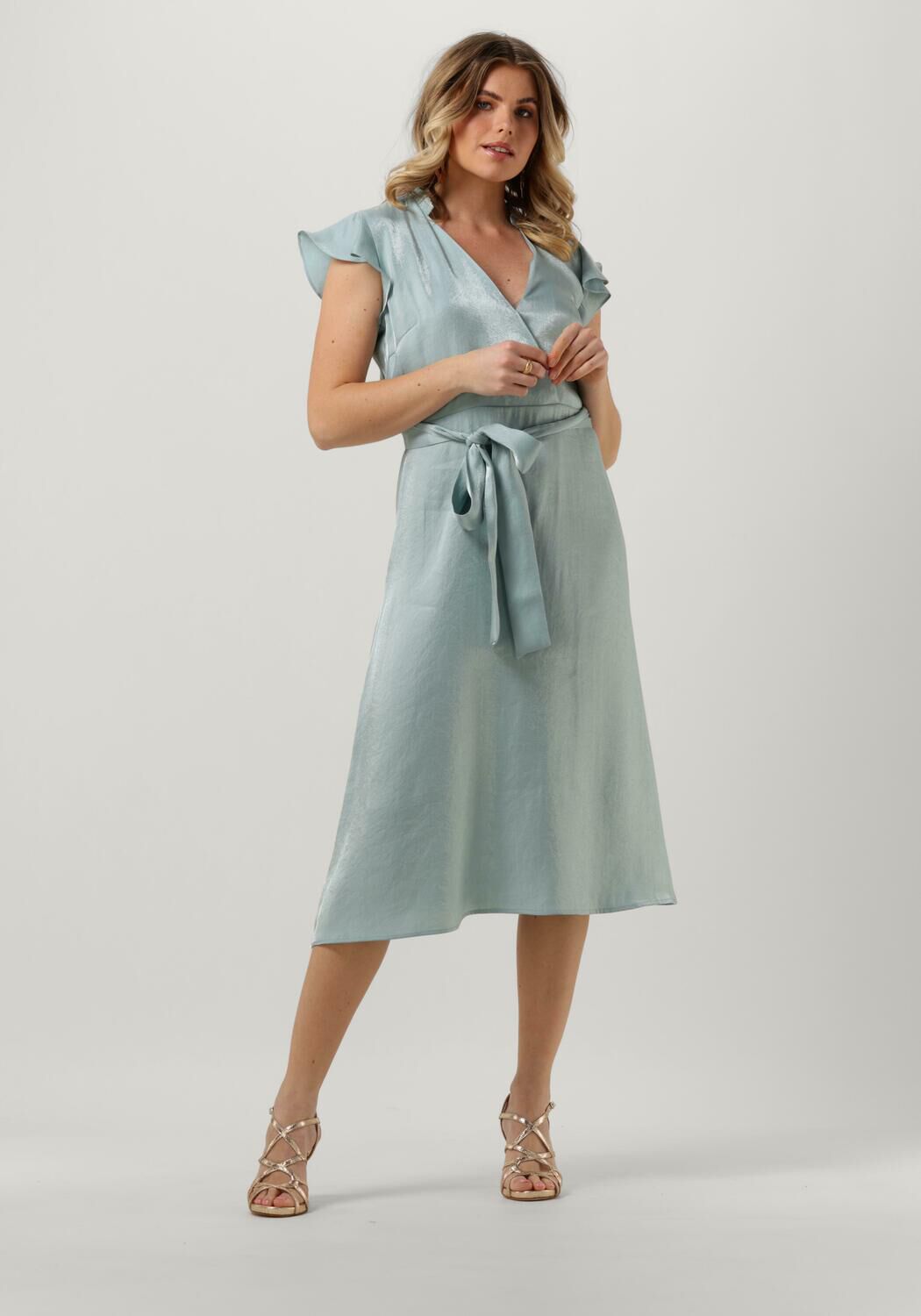 AAIKO Midi Jurk Dames Florine Shimmery Vis 355, Maat: S, Kleur: Lichtblauw