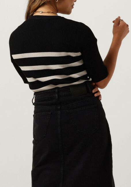 Zwarte CO'COUTURE T-shirt BADOE STRIP MIDI SLEEVE KNIT - large