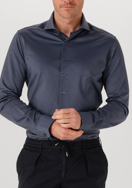 Donkerblauwe PROFUOMO Klassiek overhemd SHIRT X-CUTAWAY SF JAPANESE KNITTED - large