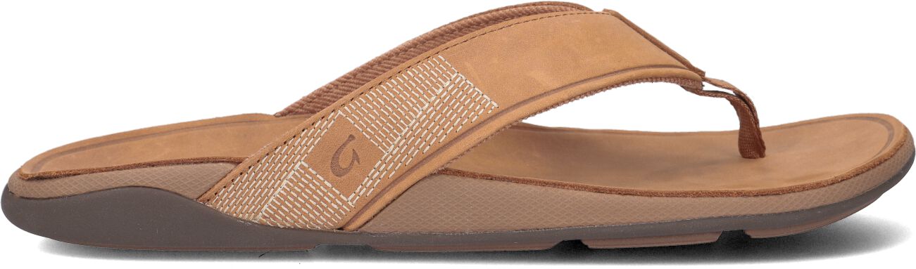 Olukai Teenslippers Heren Tuahine, Maat: 46, Materiaal: Leer, Kleur: Bruin