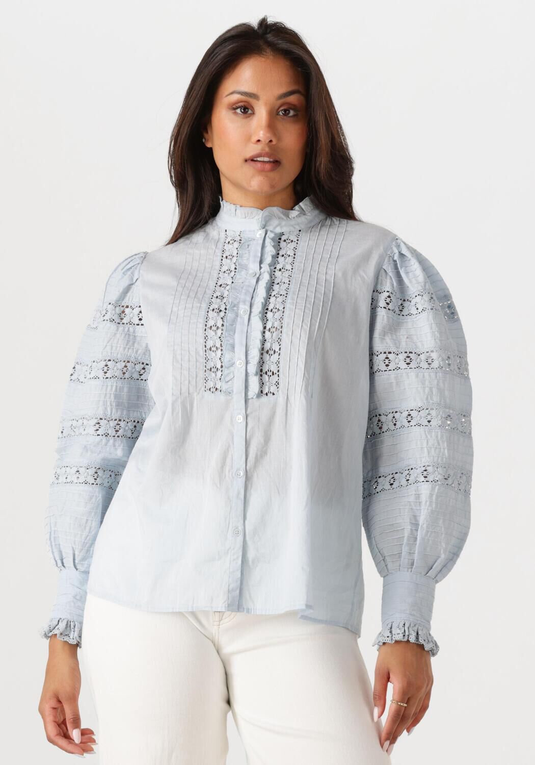 Antik Batik Blouse Dames Lena Blouse, Maat: L, Kleur: Lichtblauw