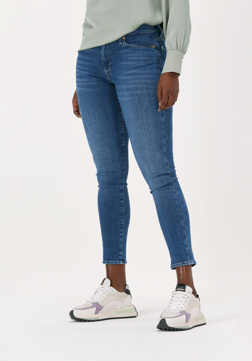 7 for all Mankind Skinny Jeans Dames Hw Skinny Crop, Maat: 28, Kleur: Blauw