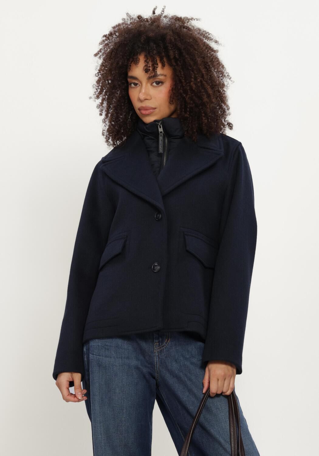 Woolrich Woolrich Mantel Dames Melton Wool 2in1 Peacoat