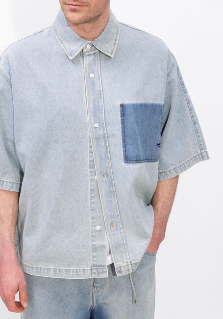Lichtblauwe NEW AMSTERDAM SURF ASSOCIATION Casual overhemd LYOCELL SHORT SLEEVES LIGHT BLUE - large