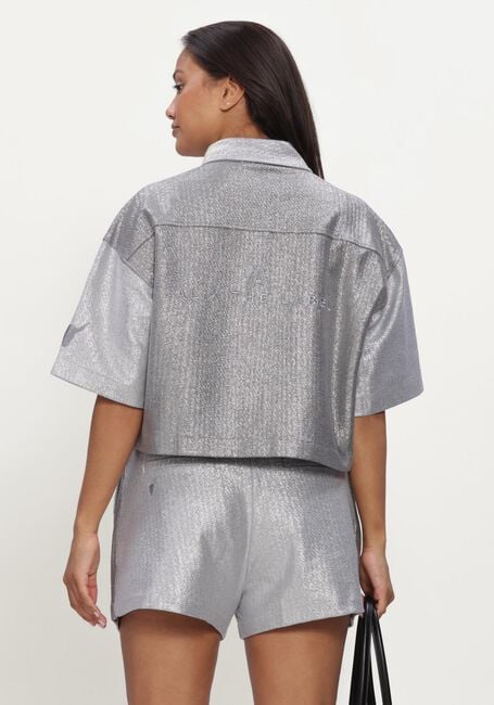 Lichtgrijze ALIX THE LABEL Blouses LADIES KNITTED FOIL CROPPED BLOUSE - large