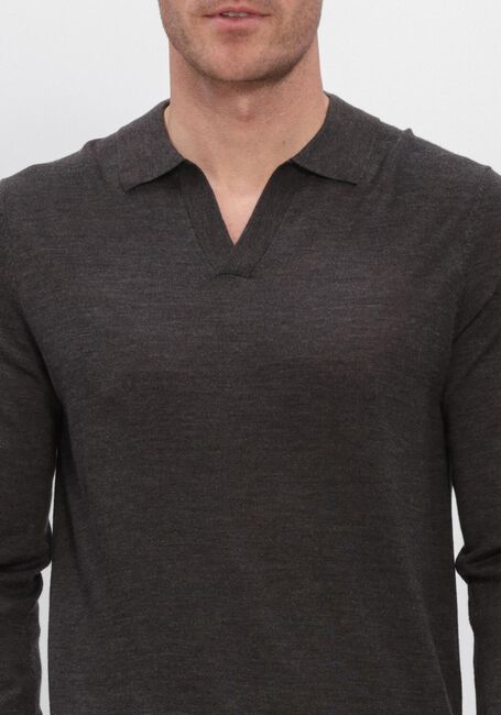 Donkergrijze PROFUOMO Trui POLO OPEN COLLAR LS EXTRAFINE MERINO - large
