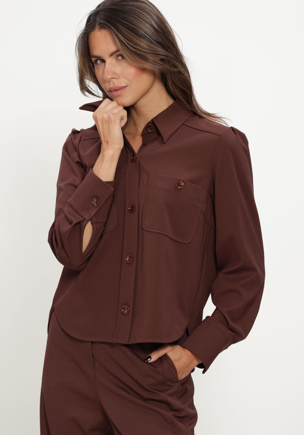 Bruine LUISA CERANO Blouses HEMDBLUSE AUS PUNTO-MILANO - large