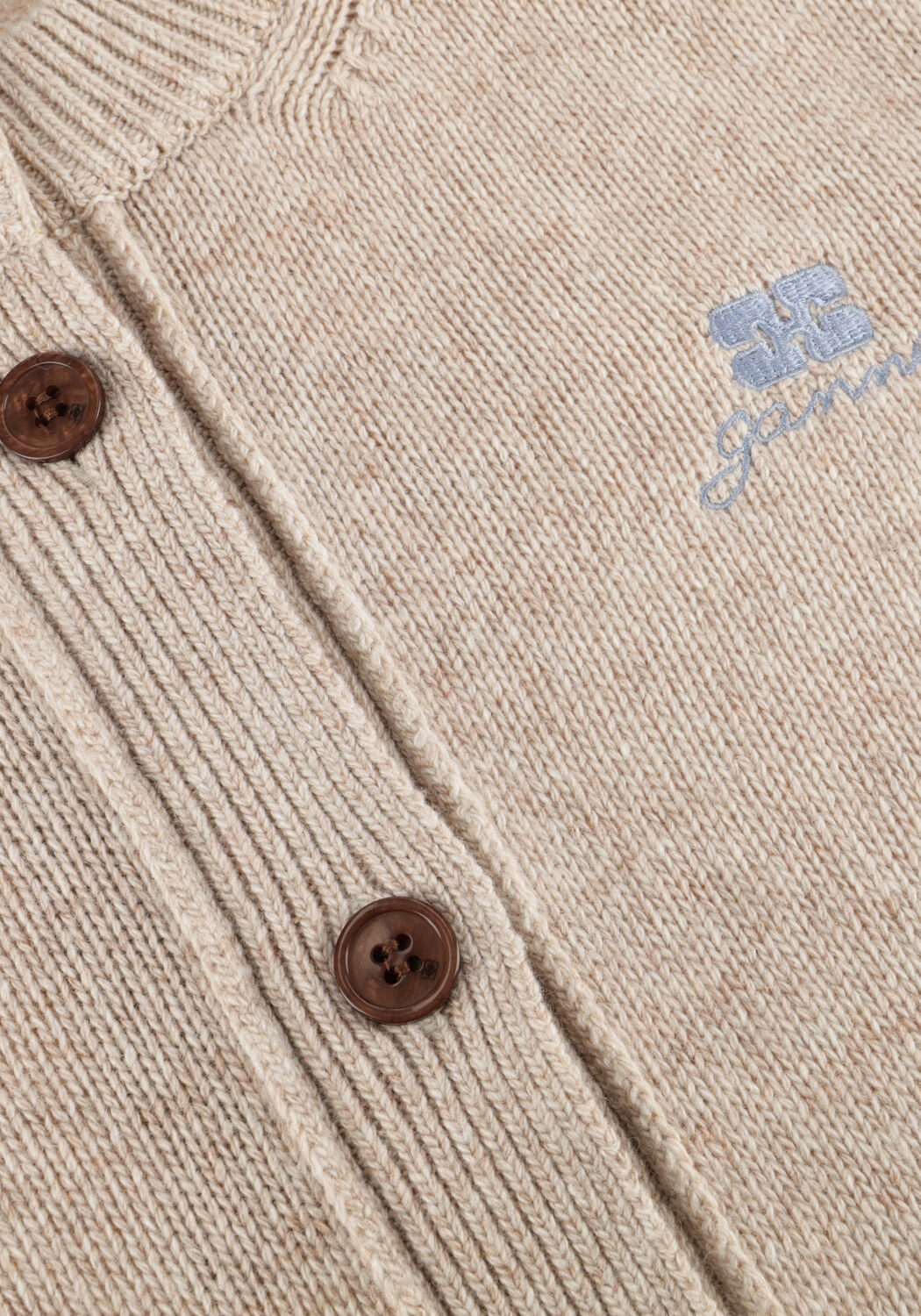 Beige GANNI Vest CORE FUTURE WOOL MIX CARDIGAN - large
