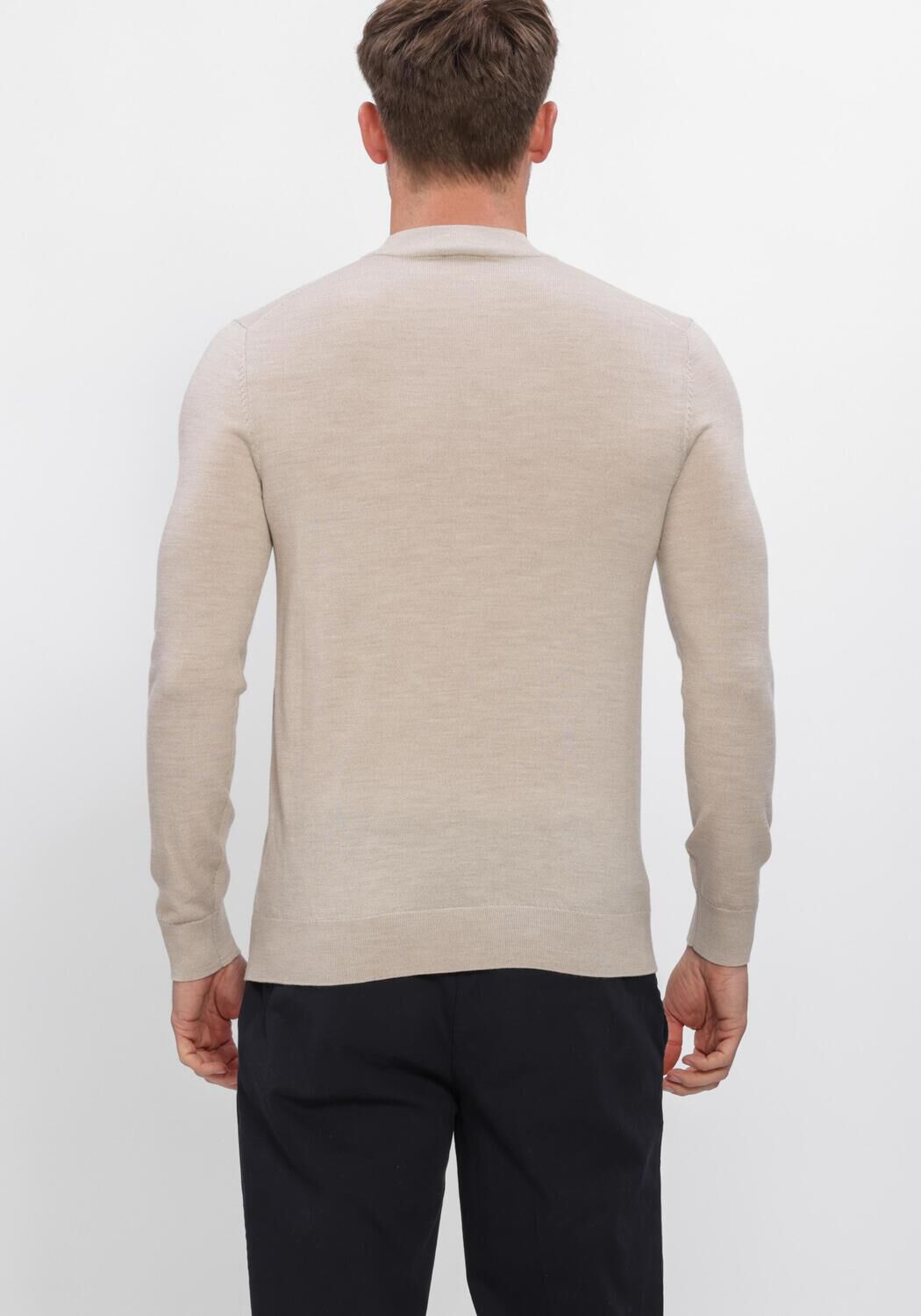 Beige PROFUOMO Trui PULLOVER MOCK NECK EXTRAFINE MERINO - large
