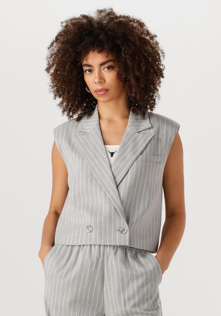 Lichtgrijze ALIX THE LABEL Gilet LADIES WOVEN PINSTRIPE WAISTCOAT - large