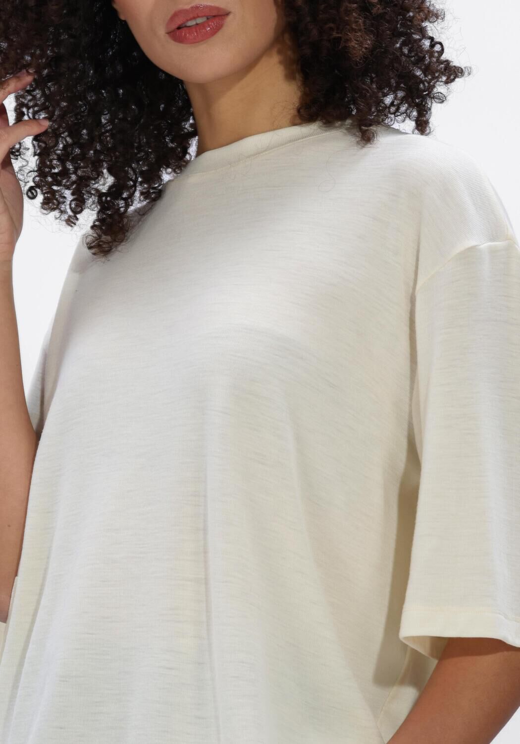 Ecru ROHE Top OVERSIZED SOFT MERINO T SHIRT - large