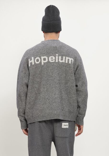 Grijze HOPEIUM Vest ALPACA BLEND LOGO CARDIGAN GREY MELANGE - large