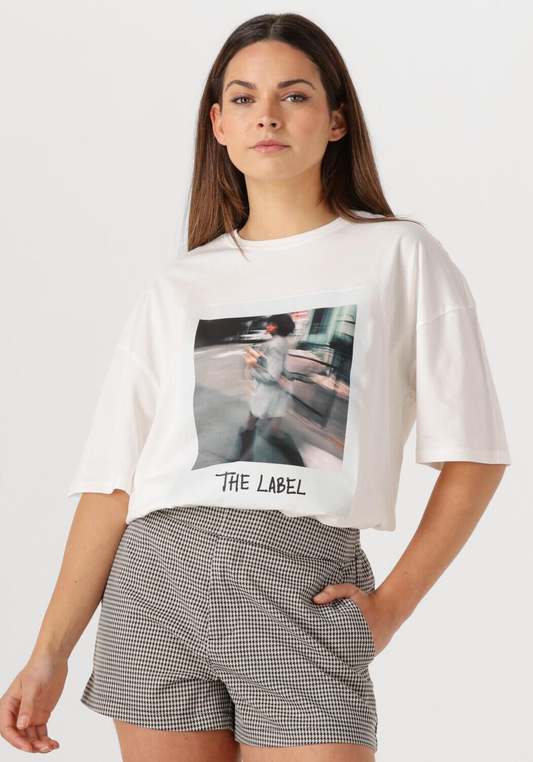 Alix the Label T-Shirt Dames Ladies Knitted Polaroid Tshirt, Maat: L, Kleur: Wit