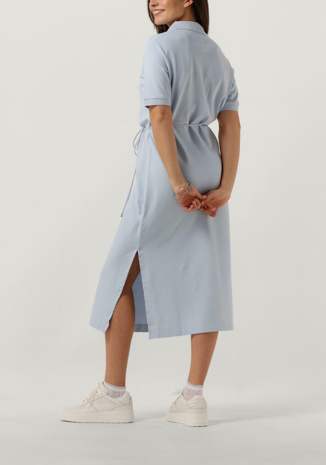 Lichtblauwe TOMMY HILFIGER Midi jurk OPN PLKT LYLL POLO DRESS Assem