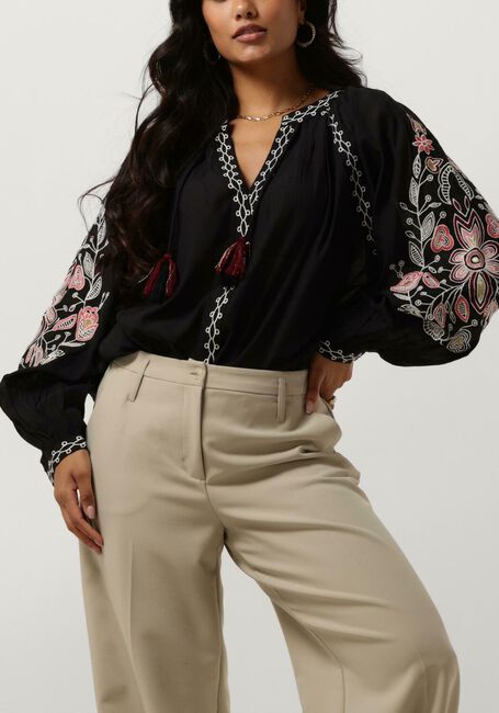 Zwarte SUMMUM Blouses TOP SUSHI VOILE EMBROIDERY - large