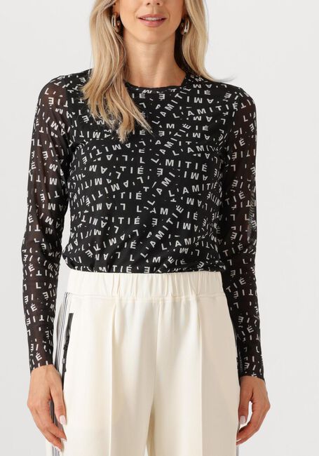 Zwarte HAUTE L'AMITIÉ Top L'AMITIE MESH LS O-NECK - large