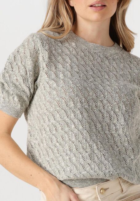 Lichtgrijze MOS MOSH T-shirt MMKARIN MARISOL SS LINEN KNIT - large