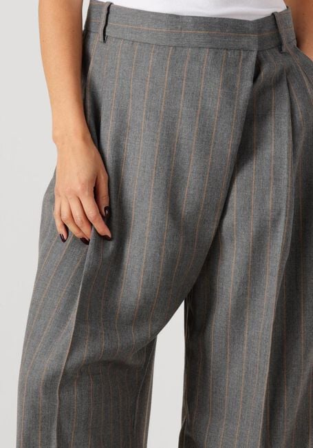 Grijze GANNI Wijde broek BRUSHED WOOL STRIPE MID WAIST PANTS - large