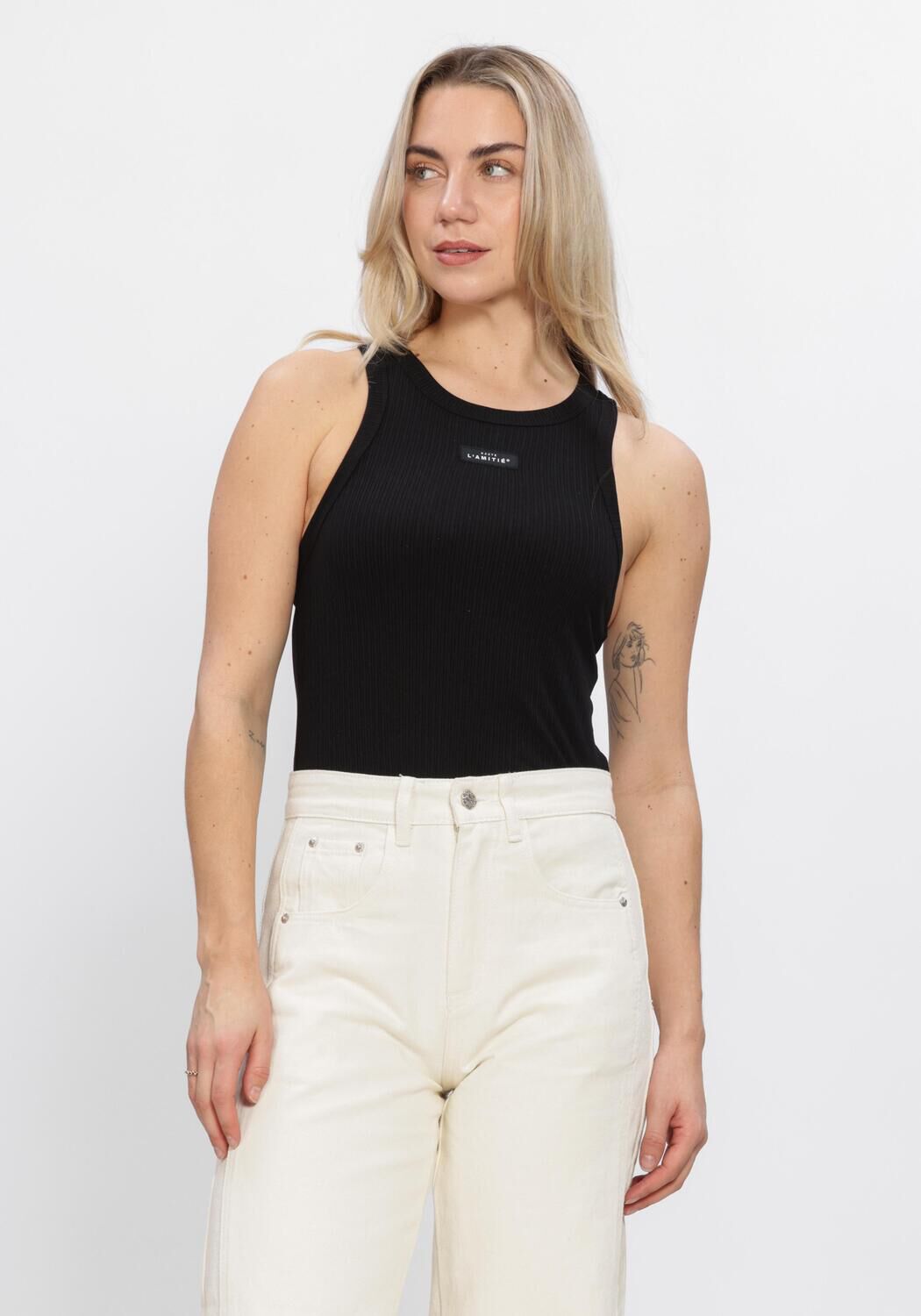 Haute L'Amitié Top Dames Rib Badge Tank, Maat: XS, Kleur: Zwart afbeelding 1