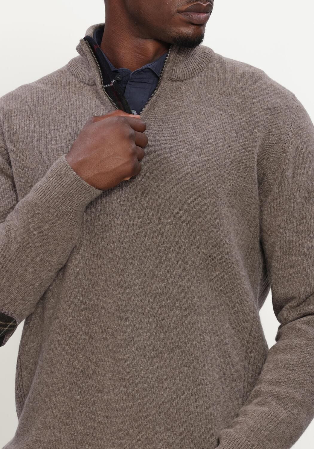 Groene BARBOUR Trui HOLDEN HALF ZIP KNITTED JUMPER KNITWEAR - large