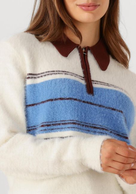 Ecru CO'COUTURE Trui TORY STRIPE ZIP KNIT - large