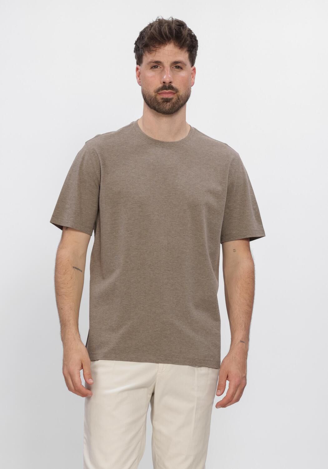 Bruine PROFUOMO T-shirt T-SHIRT CREW NECK MERCERIZED STRETCH PIQUE - large