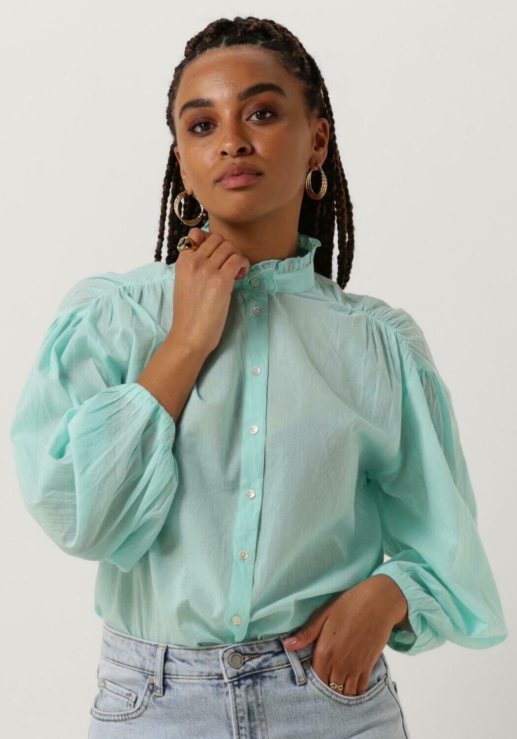 Antik Batik Blouse Dames Anna Blouse, Maat: S, Kleur: Lichtblauw