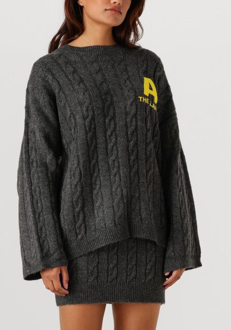 Donkergrijze ALIX THE LABEL Trui LADIES KNITTED CROPPED CABLE JUMPER - large