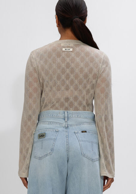 Beige OLAF HUSSEIN Top WIDE SLEEVE SEMI SHEER TOP - large