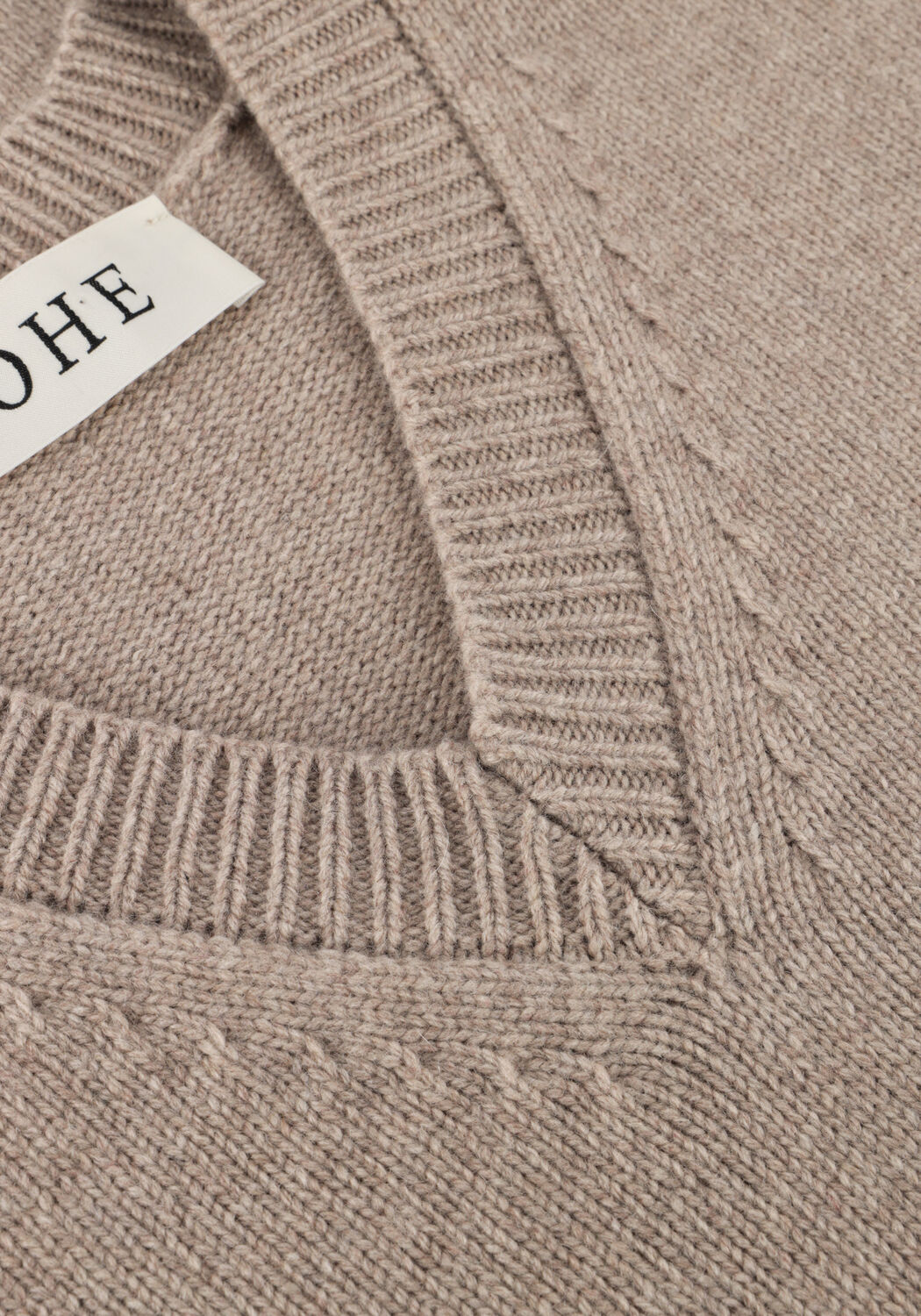 Taupe ROHE Trui CAPE V NECK WRAP JUMPER - large