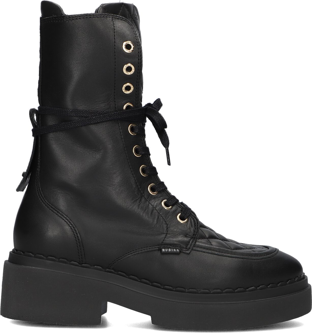 Nubikk Veterboots Dames Finn Aubine, Maat: 36, Materiaal: Leer, Kleur: Zwart