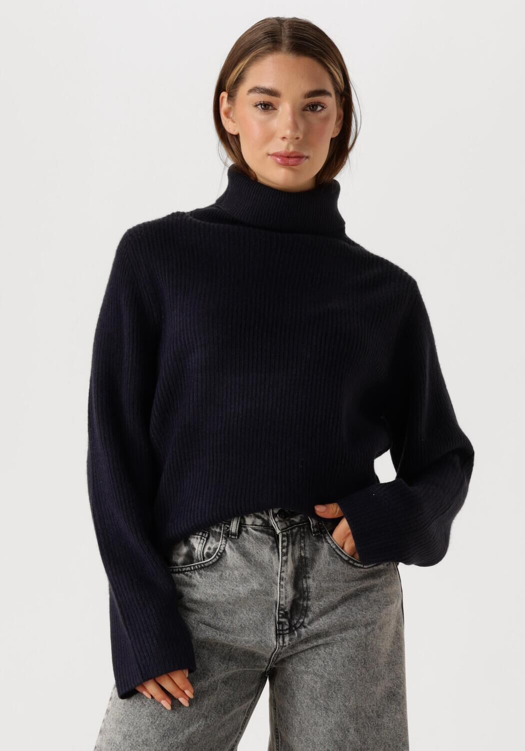 Co'Couture Coltrui Dames Row Rib Rollneck, Maat: S, Kleur: Blauw