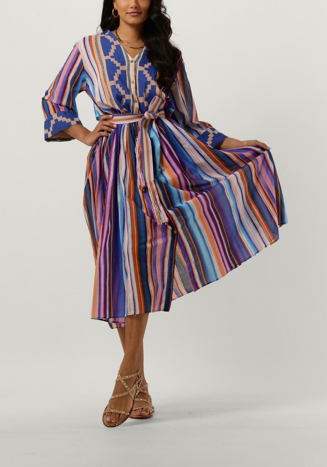 blauwe devotion midi jurk poisses