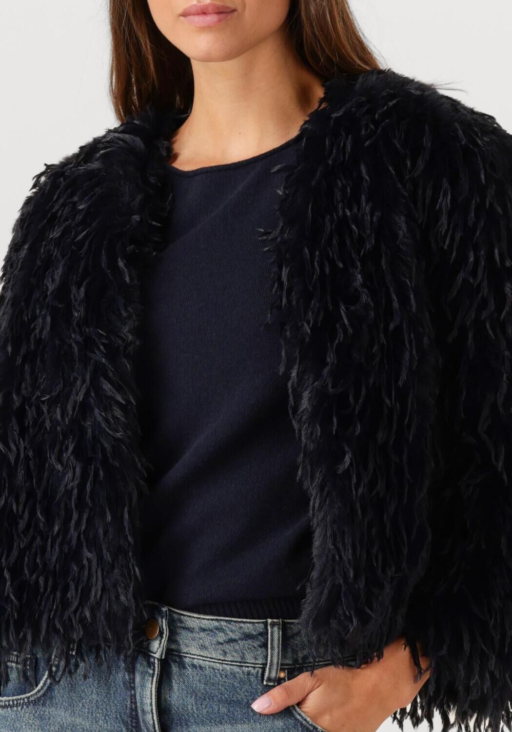 Donkerblauwe LUISA CERANO Faux fur jas 428512/4180 - large