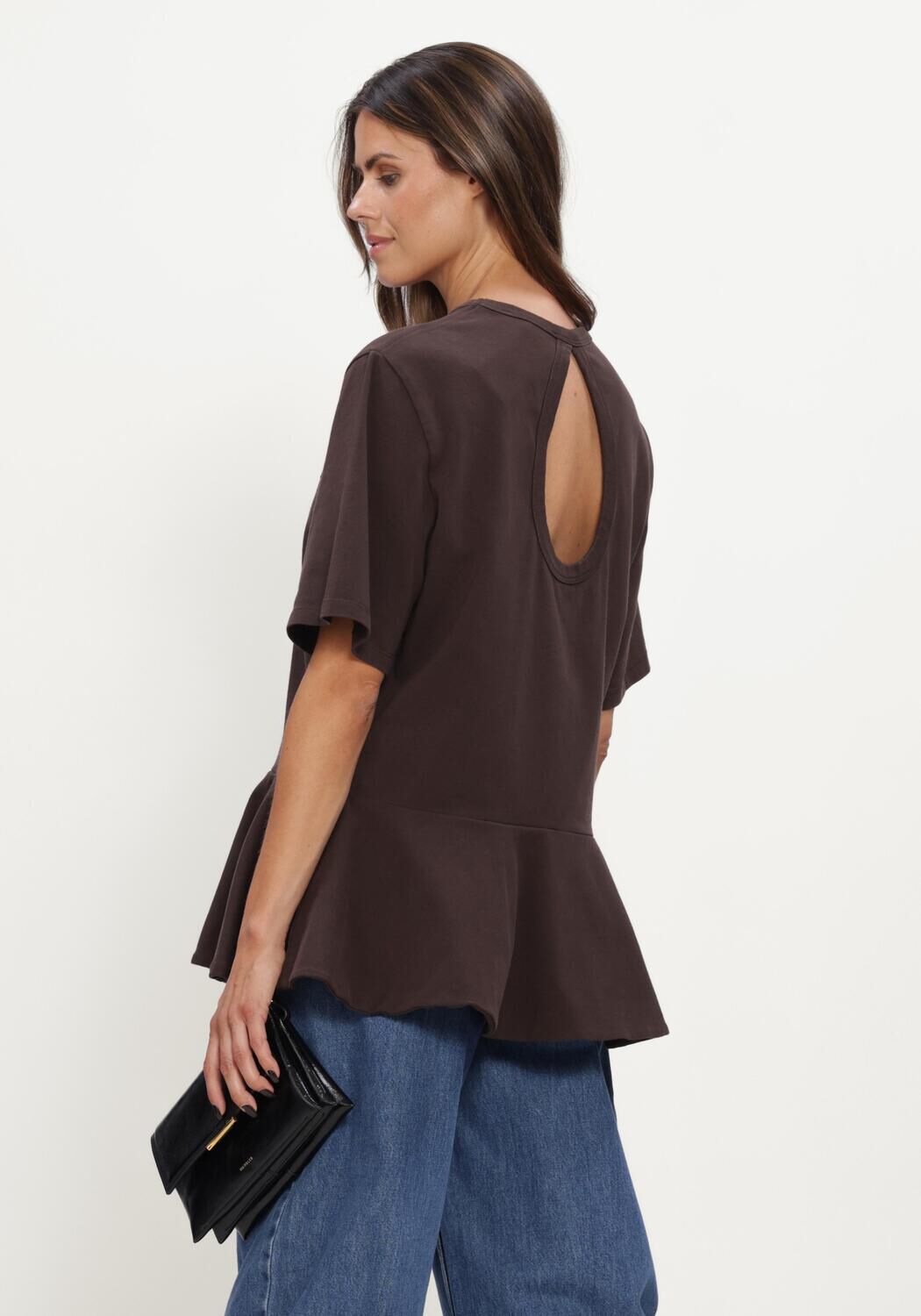 Bruine ROTATE Top PEPLUM T-SHIRT - large