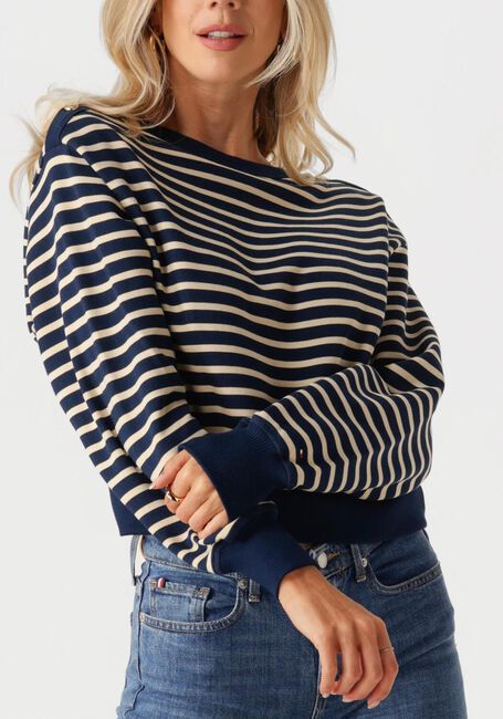 Blauwe TOMMY HILFIGER Trui GOLD BTN BOAT-NK SWTSHIRT - large